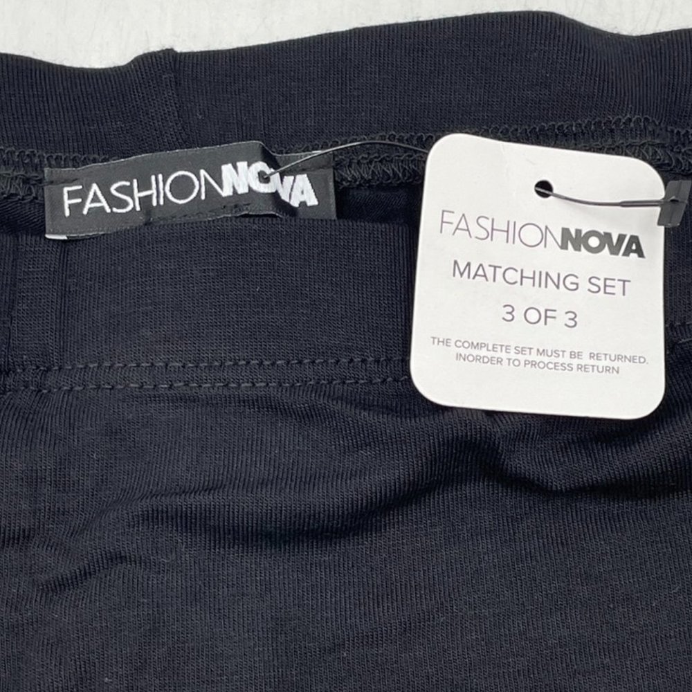 Fashion Nova Nice and Clear 3 Piece Biker Short Set in Black - Picture 7 of 12